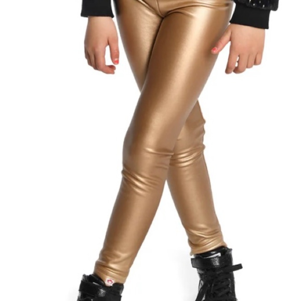 Girl's Appaman Gold Faux Leather Leggings, Size 10
